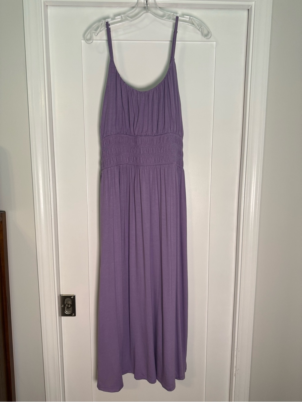 Old Navy Fit & Flare Jersey Smocked-Waist Midi Dress in the Lilac Shadow